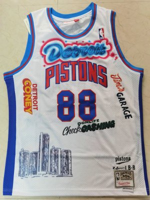 Maillot de Basket #88 Don Pistons M&N Blanc